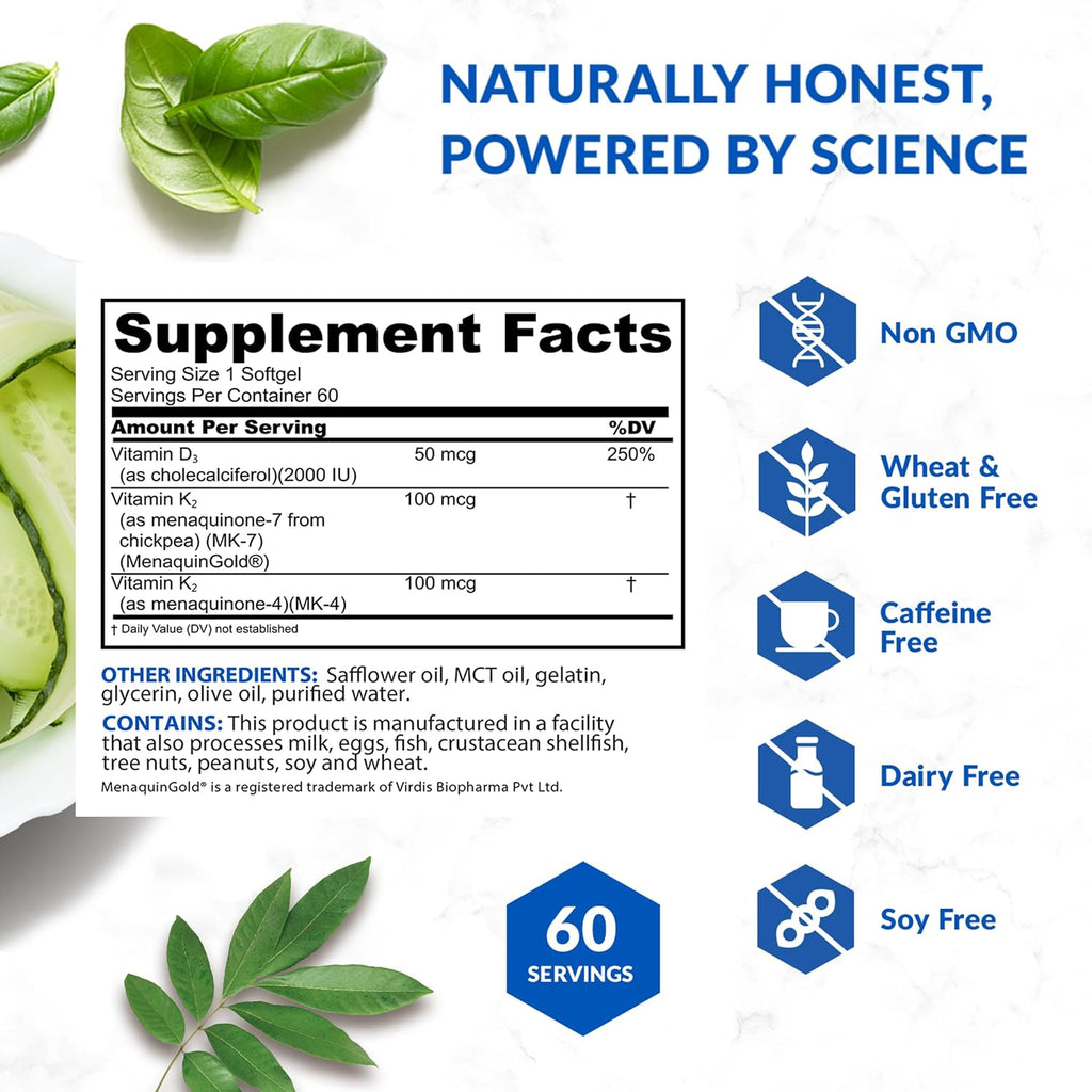BioTrust Sol Joy – Vitamina D3 K2 de Alta Potencia (50 mcg)