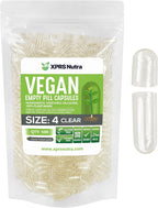 XPRS Nutra Cápsulas Vacías Tamaño 4 - 100 Unidades - Cápsulas Vegetales Pequeñas Transparentes