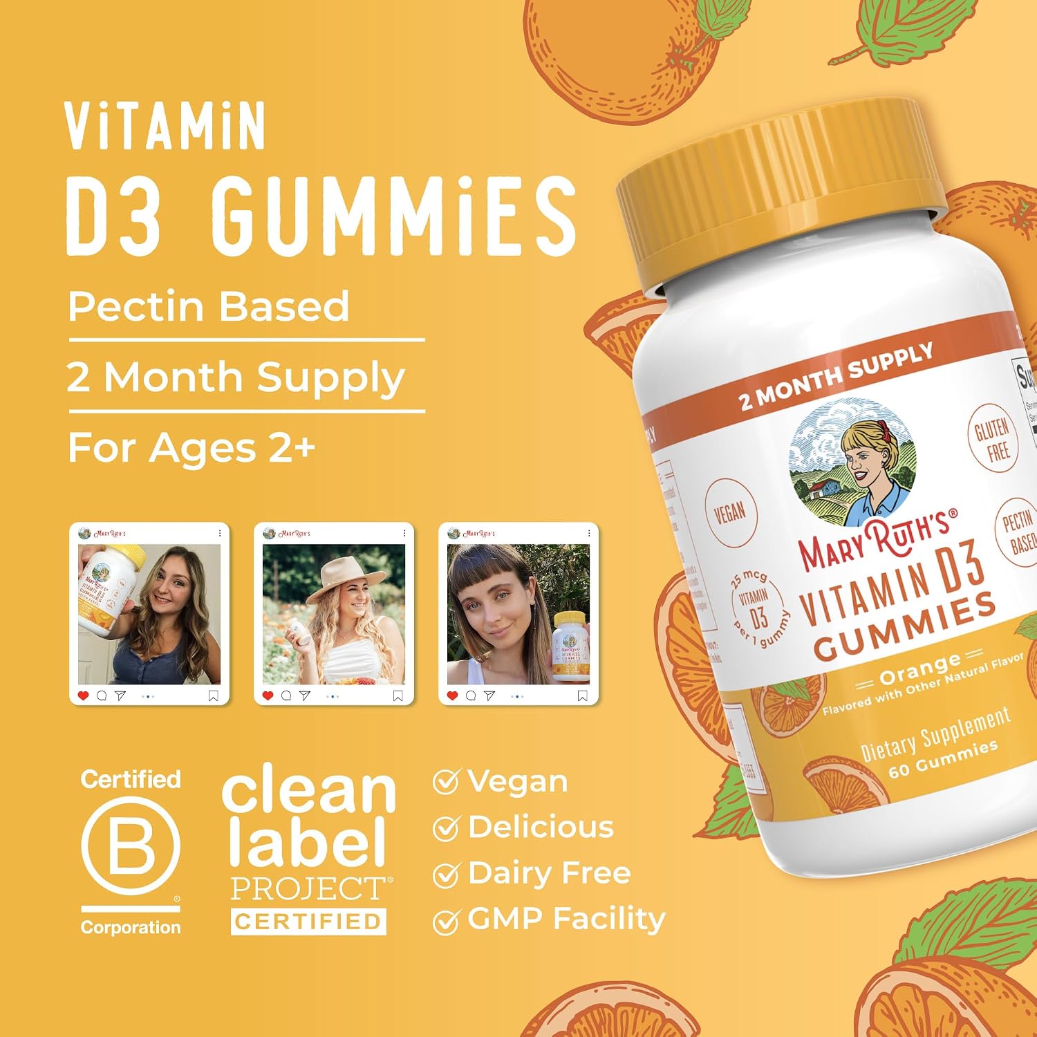 Gominolas de Vitamina D3 de MaryRuth's 1000 UI - 60 Gominolas Veganas