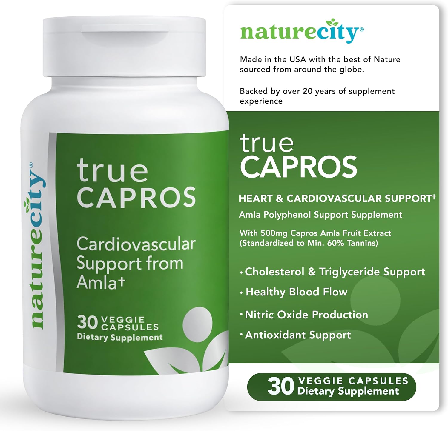 True-Capros: Extracto de Amla con Polifenoles Antioxidantes (30 Cápsulas Vegetales) - Sin OGM, Vegano y Sin Soja