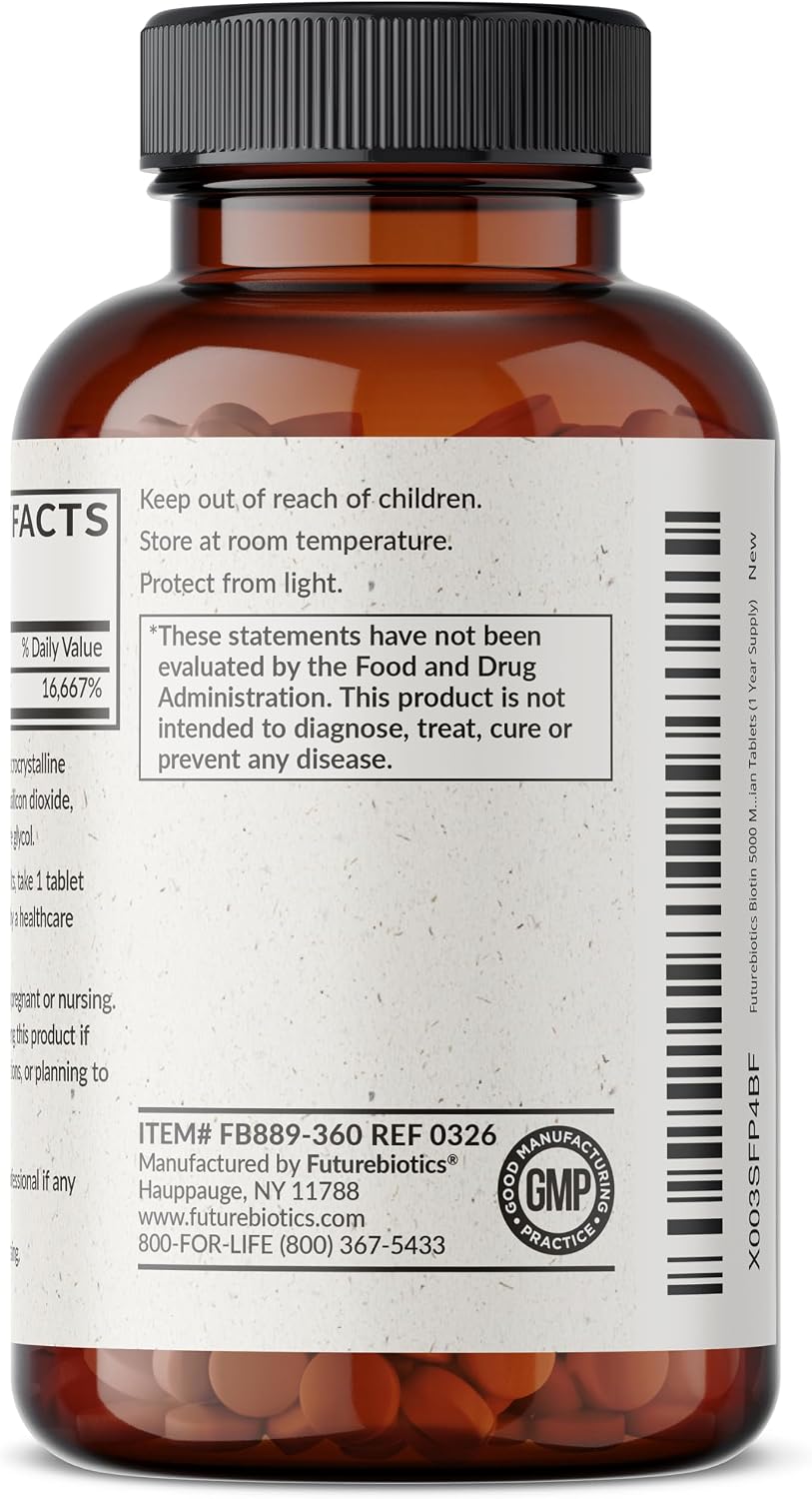 Futurebiotics Biotin 5000 MCG - 360 Comprimidos Vegetarianos