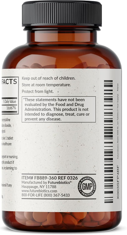 Futurebiotics Biotin 5000 MCG - 360 – La biotina contribuye al funcionamiento normal del sistema nervioso. – Image 7