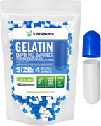 XPRS Nutra Cápsulas Vacías Tamaño 4 - 100 Unidades - Cápsulas de Gelatina Pequeñas para Rellenar - DIY Suplementos (Azul/Blanco)