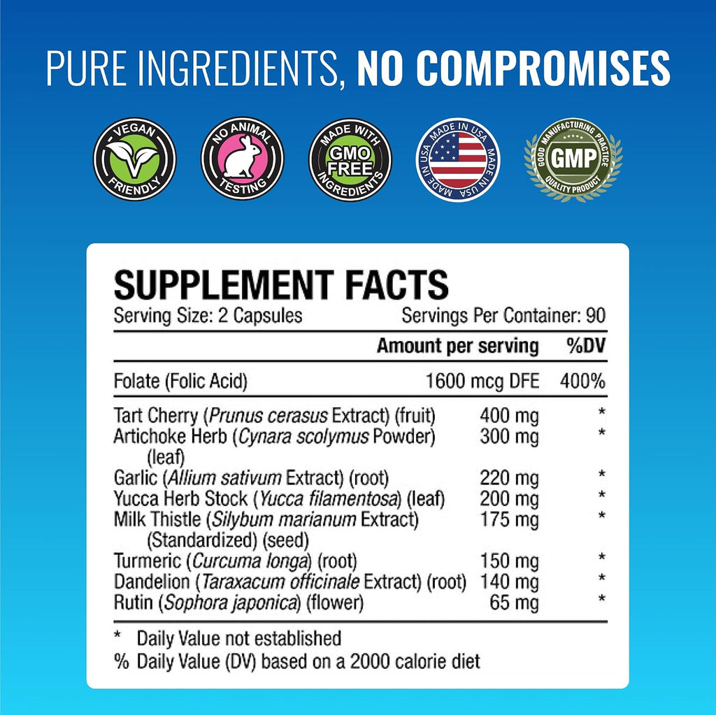 Approved Science Uric Acid Flush | 360 Cápsulas (6 Meses) | Cereza Ácida, Cúrcuma, Cardo Mariano