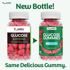 YUM-V'S Glucose Gummies – Gominolas de Glucosa de Acción Rápida – 60 Gominolas Masticables – Sabor Natural a Bayas – Vegano, Sin Gluten