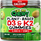 OH MY CHEWY Gominolas con Vitamina D3, K2 y Calcio - 5000 UI D3, 120 mcg K2 (MK-7), 120 mg Ca - Vegano y No-GMO - 60 unidades
