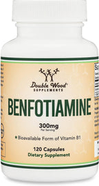 Benfotiamina 300mg por dosis (120 cápsulas, 150mg por cápsula) - No Transgénico, Sin Gluten, Vegano - Double Wood