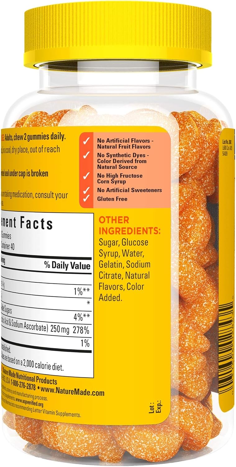 Nature Made Vitamin C 250 mg Gummies - 80 Tangerine Flavored Gummies