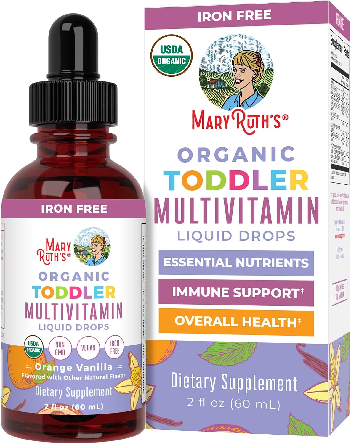 MaryRuth's Organics Multivitamínico con Hierro para Niños de 1 a 3 años, Gotas Líquidas Orgánicas, 59 ml