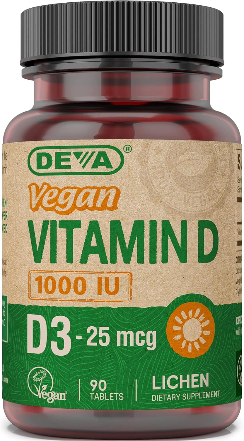 DEVA Vitamina D3 Vegana - 1000 IU - 180 Comprimidos (2 Paquetes de 90)