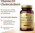 Solgar Vitamina D3 (Colecalciferol) 25 mcg (1000 UI), 100 Cápsulas Blandas