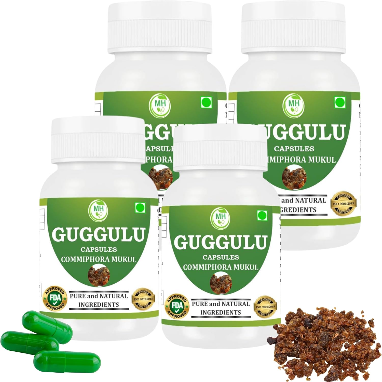 Guggulu (Commiphora Mukul) Cápsulas Vegetarianas, Pack de 2 x 60 Cápsulas