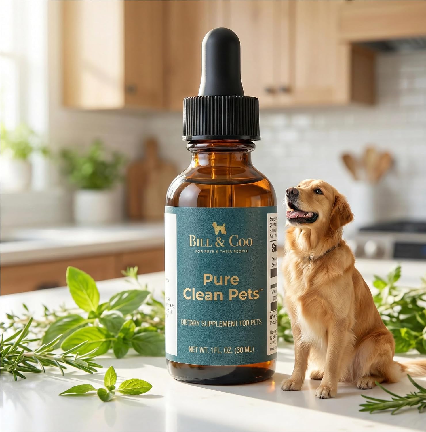 BILL & COO Probióticos Líquidos para Perros Pure Clean Pets – Desintoxicación y Metales Pesados con Vitamina C, 30 ml