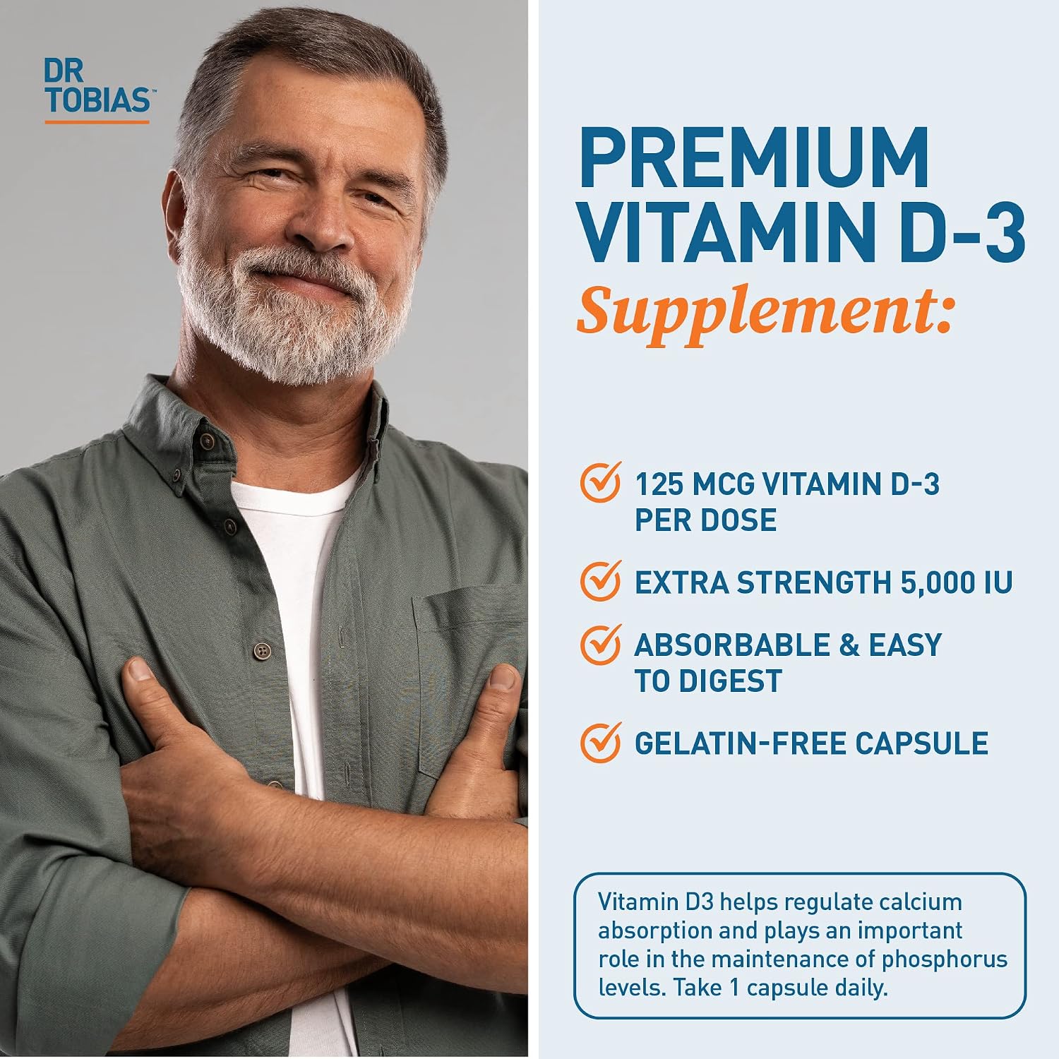 Dr. Tobias Vitamina D3 5000 IU – 90 Cápsulas