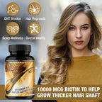 HAIROGAIN DHT Blocker - Biotina 10000 mcg, Colágeno y Vitaminas para el Cabello (60 Comprimidos)