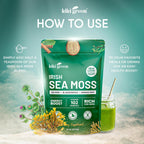 Irish Sea Moss Powder 8 Oz - con Bladderwrack y Burdock Root - Suplemento Vegano y Sin Gluten