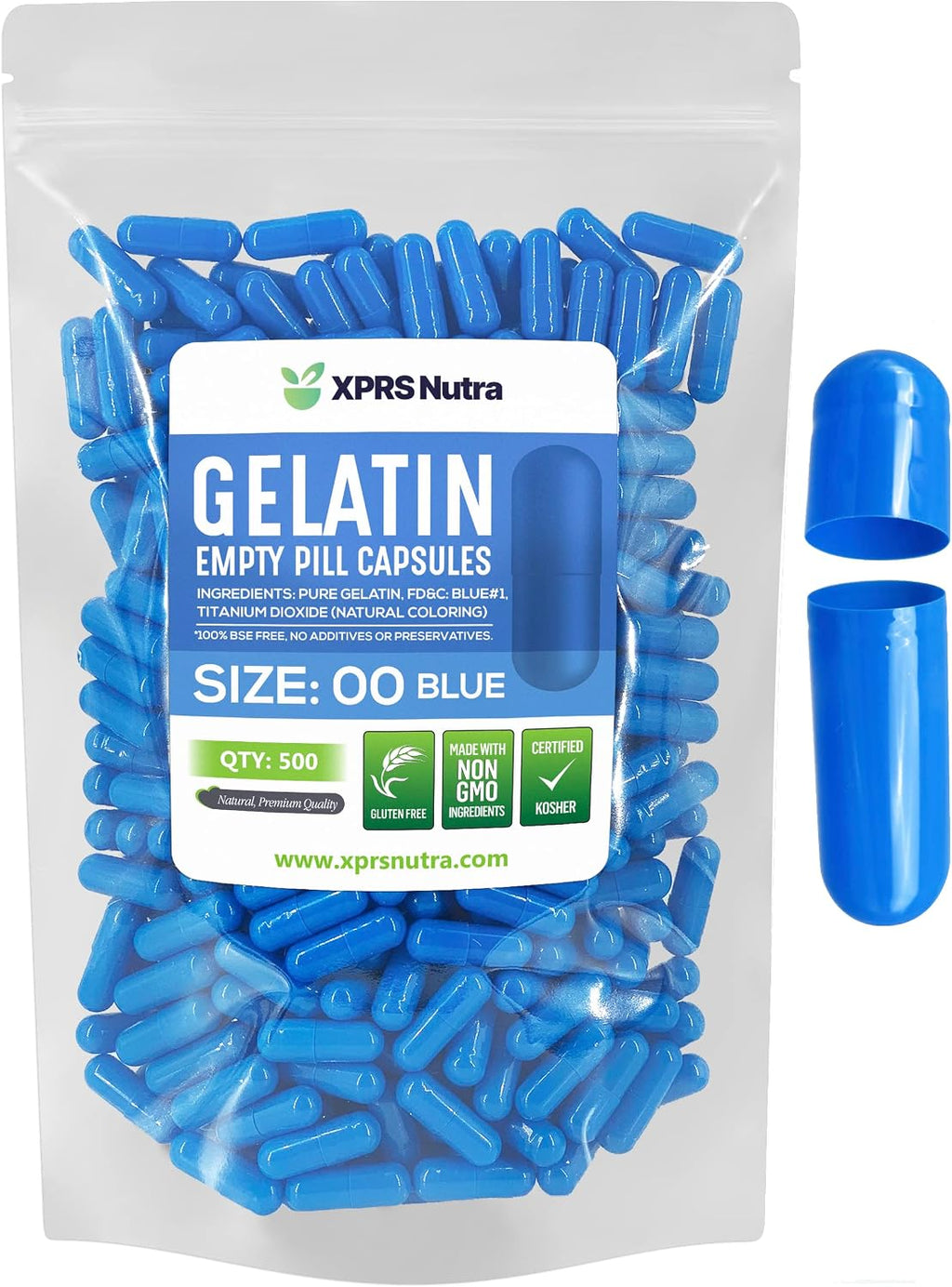 XPRS Nutra Cápsulas Vacías Tamaño 00 - 500 uds Cápsulas de Gelatina para Rellenar - DIY Suplementos (Rosa)