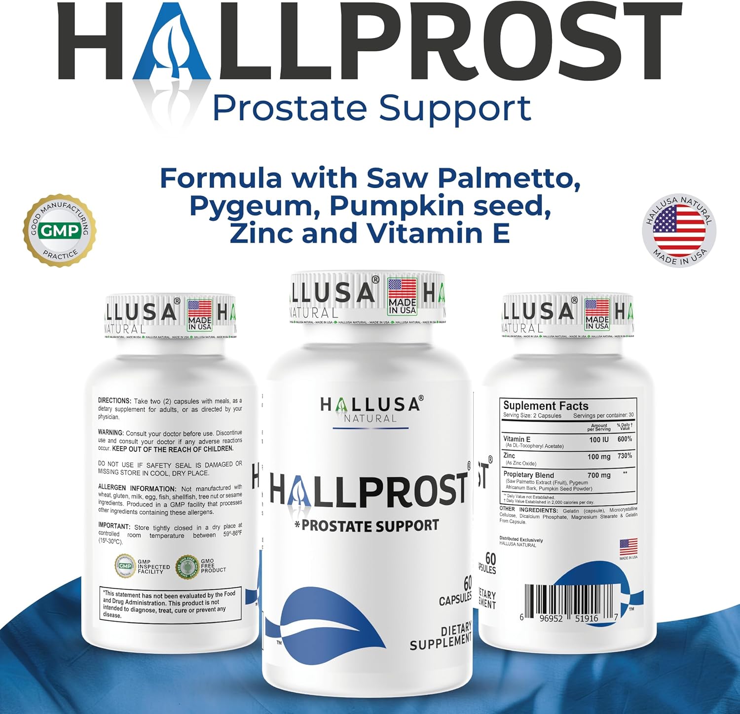 Hallusa Natural HALLPROST - 60 Cápsulas - Suplemento para la Salud de la Próstata