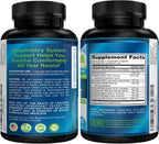 Potent Garden Suplemento de Apoyo Respiratorio con Vitamina C, Quercetina y Mezcla de Hierbas – Cápsulas Veganas, 60 Unidades