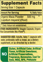 Raíz de Maca Orgánica 500mg Cápsulas para Hombre y Mujer