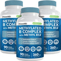 Complejo B Metilado con B12 Metilcobalamina y Metilfolato 1000 mcg - Complejo B Premium para Energía y Función Cognitiva - Multivitamínico Metilado (270 porciones, Paquete de 3)