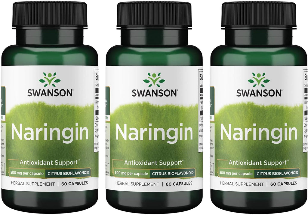 Swanson Naringina 500 mg - Bioflavonoide Cítrico Antioxidante (60 Cápsulas, Paquete de 2)