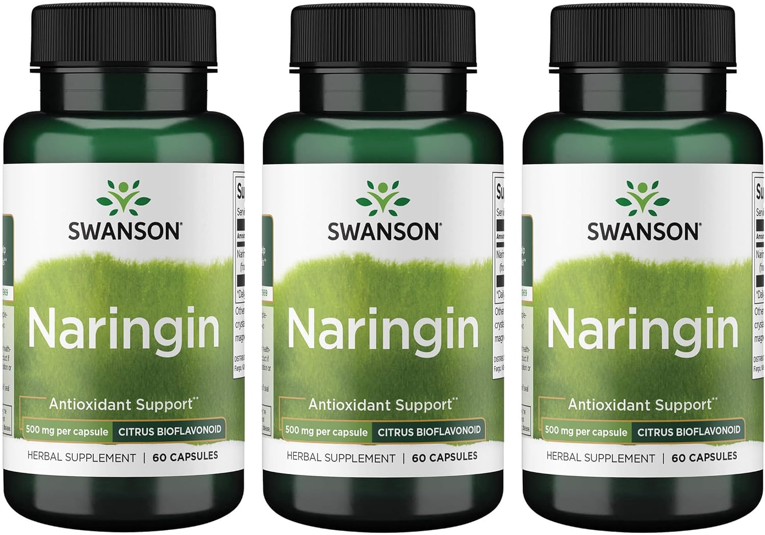 Swanson Naringina 500 mg - Bioflavonoide Cítrico Antioxidante (60 Cápsulas, Paquete de 2)