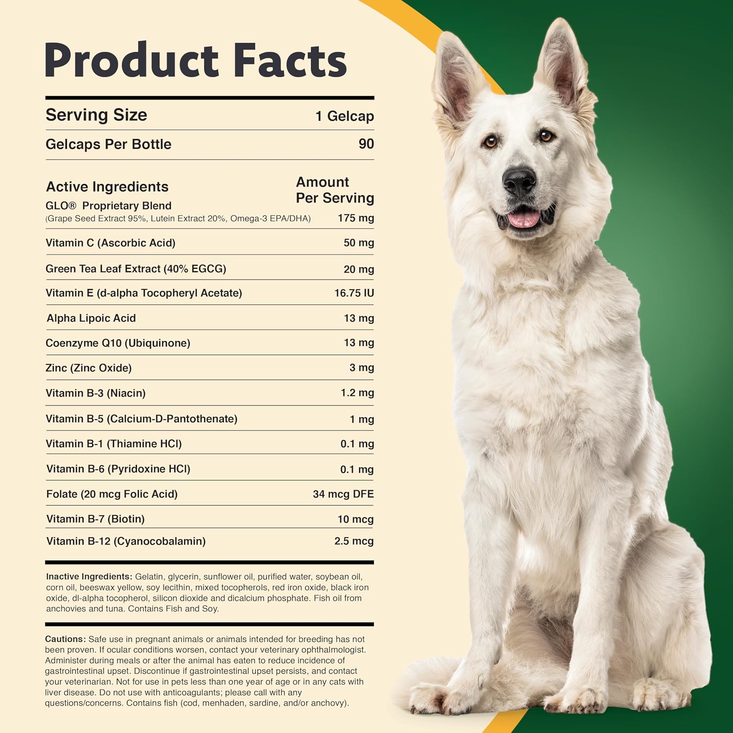 Ocu-GLO Suplemento de Visión para Perros Pequeños (hasta 4,5 kg) - 90 Cápsulas Líquidas