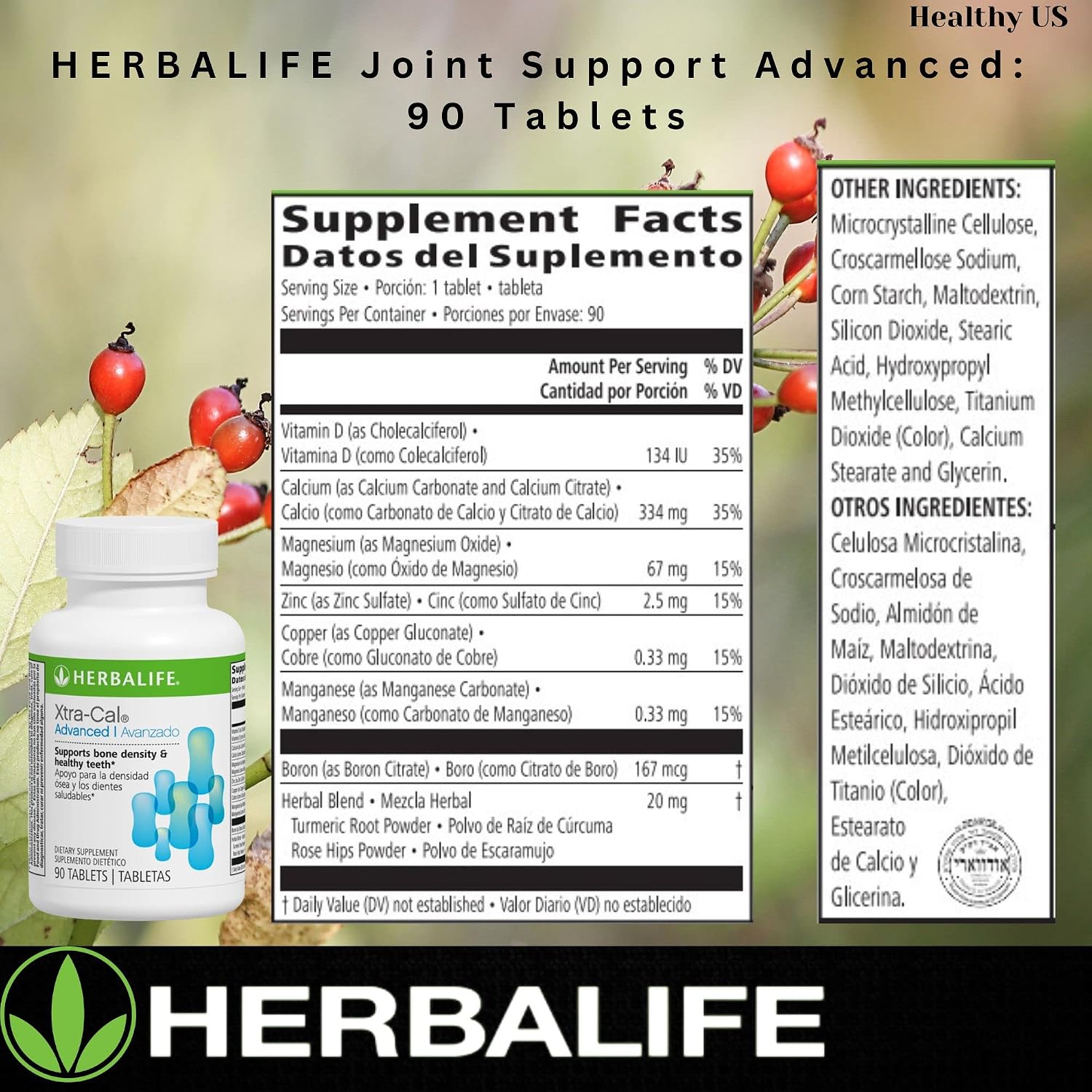Herbalife Xtra-Cal Advanced: Comprimidos con Vitamina D y Minerales, Rico en Calcio (90 Comprimidos)