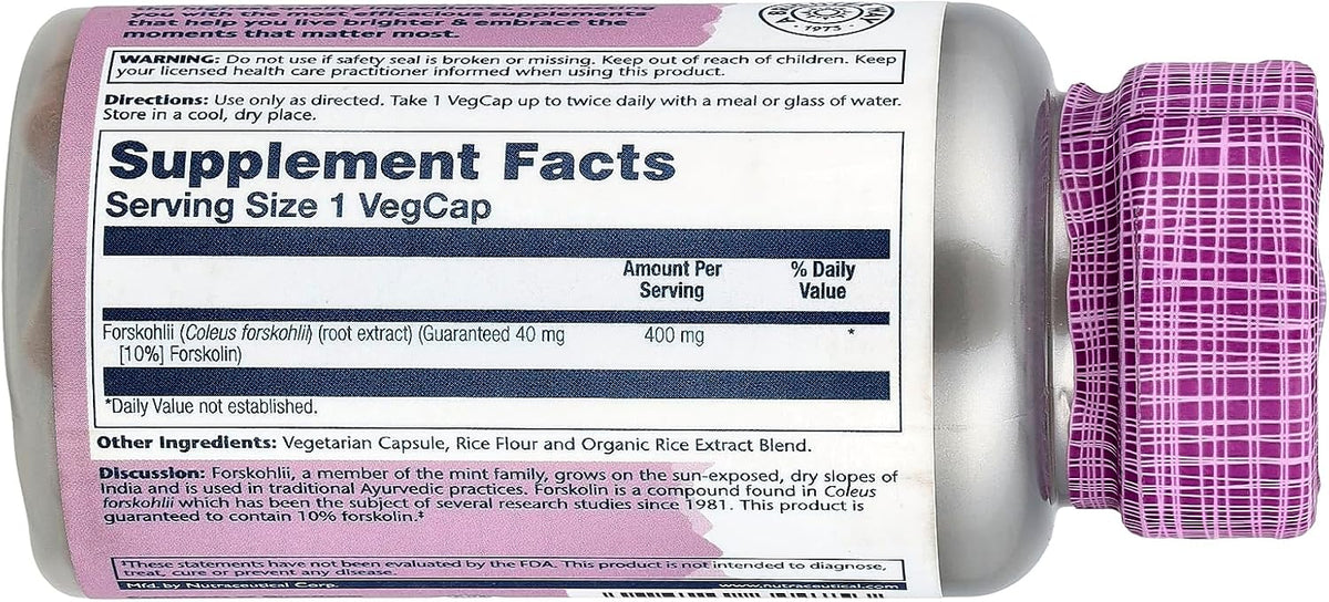 SOLARAY Super Forskohlii Extracto, 400 mg, 60 Cápsulas Vegetarianas – Image 2