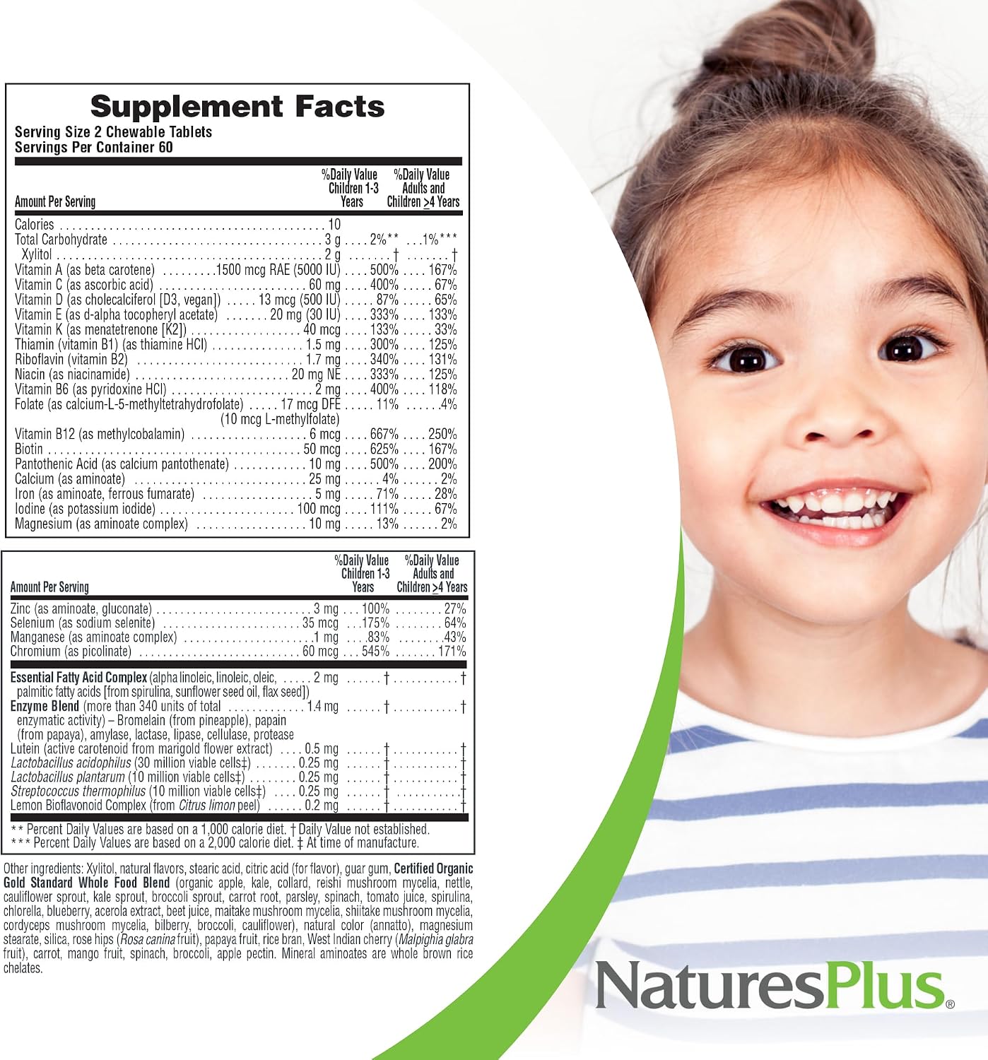 NaturesPlus Animal Parade Gold Multivitamínico Infantil Sabor Naranja - 120 Comprimidos Masticables (Pack de 2)