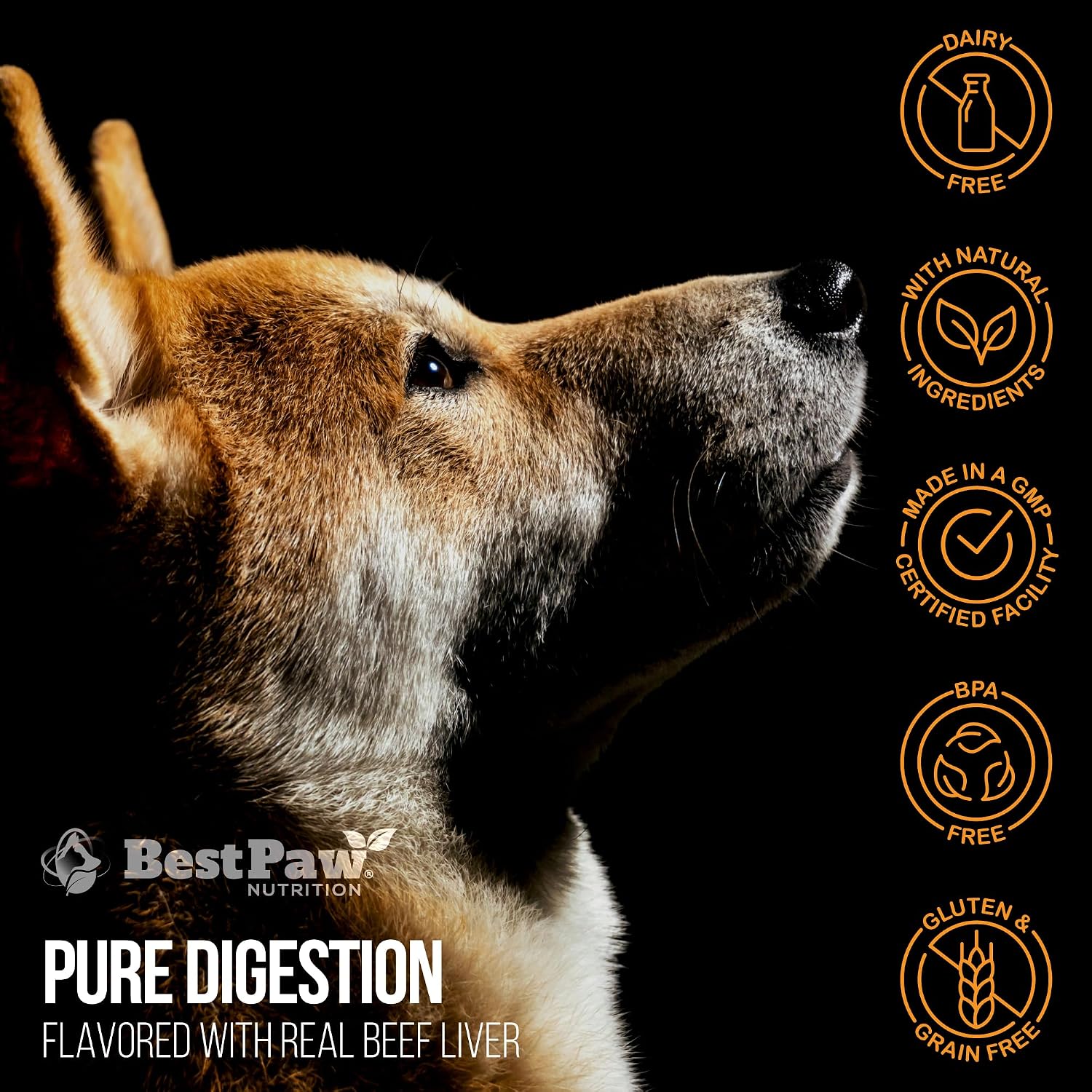 Best Paw Nutrition Probióticos para Perros con Enzimas Digestivas y Probióticos - Polvo Sabor Hígado de Res - 184g