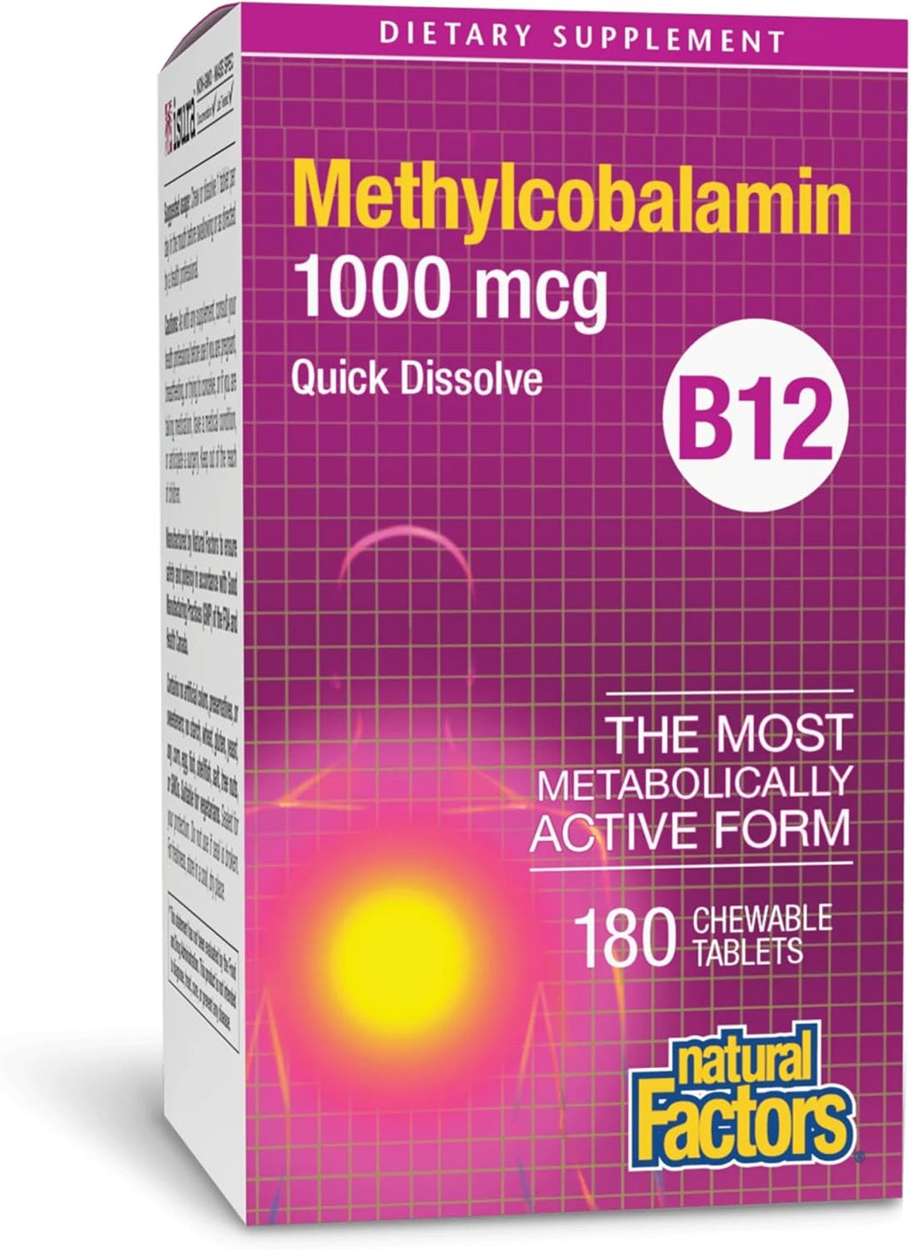 Natural Factors Vitamina B12 Metilcobalamina 1000 mcg - 90 tabletas masticables