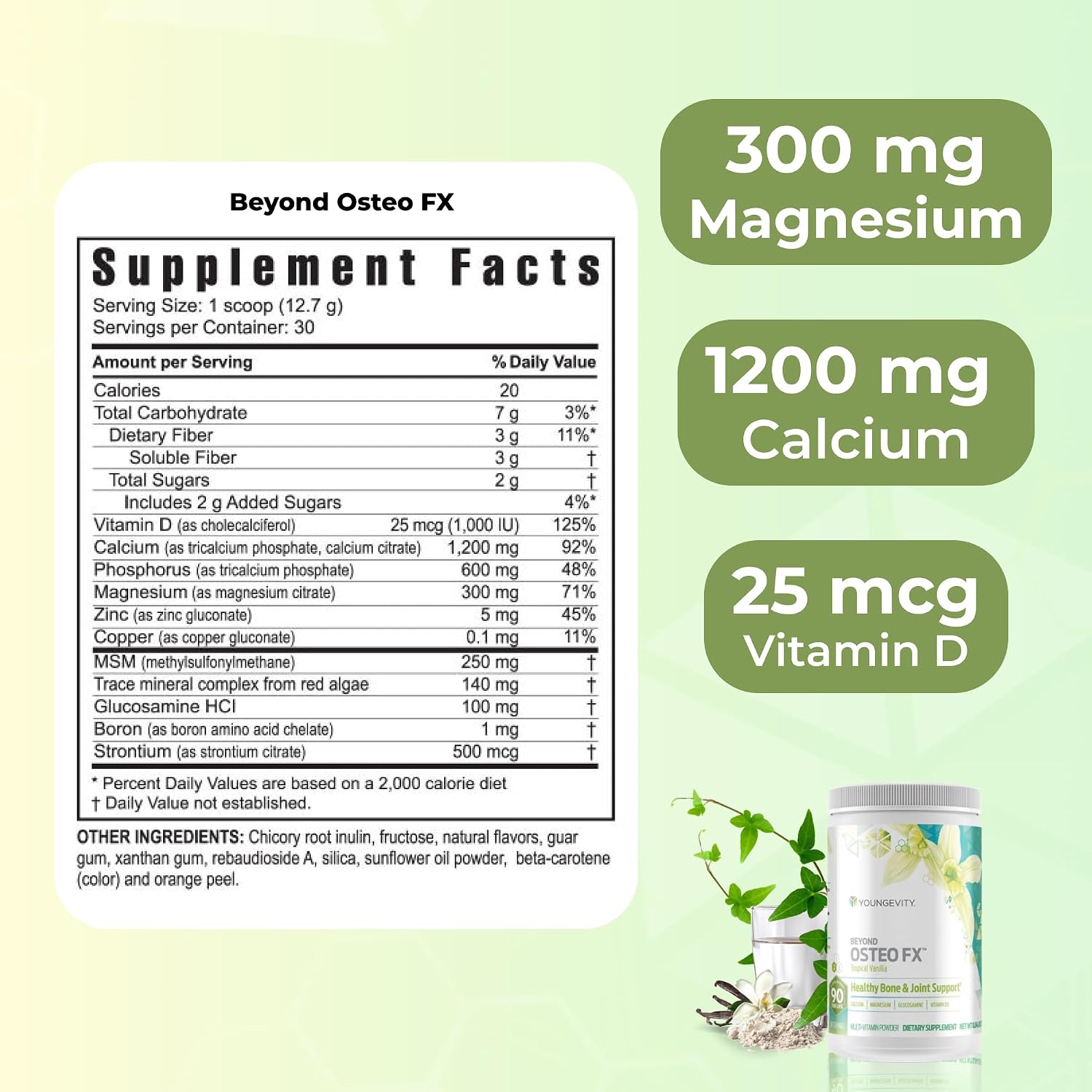 Youngevity Beyond Osteo FX - Polvo Multivitamínico Sabor Tropical Vanilla 30 Raciones