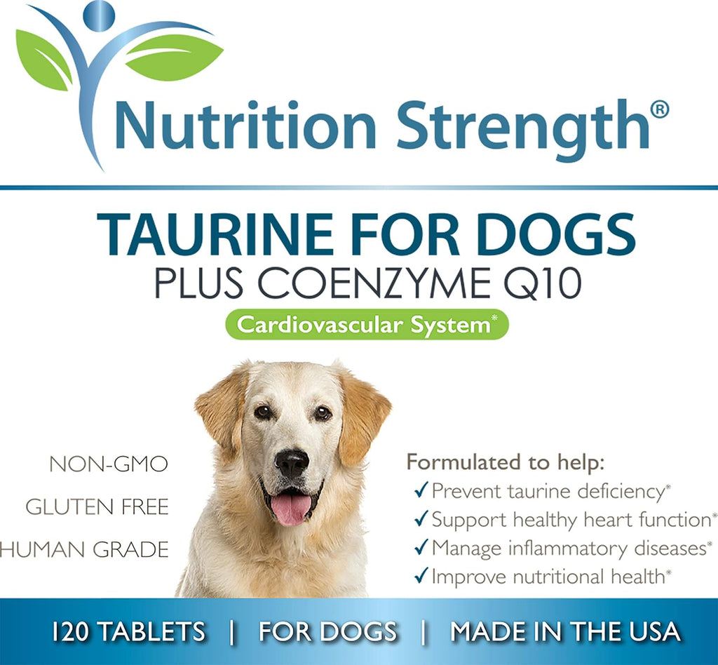 Nutrition Strength Taurina para Perros con Coenzima Q10 - Apoyo Cardíaco - 120 Comprimidos Masticables