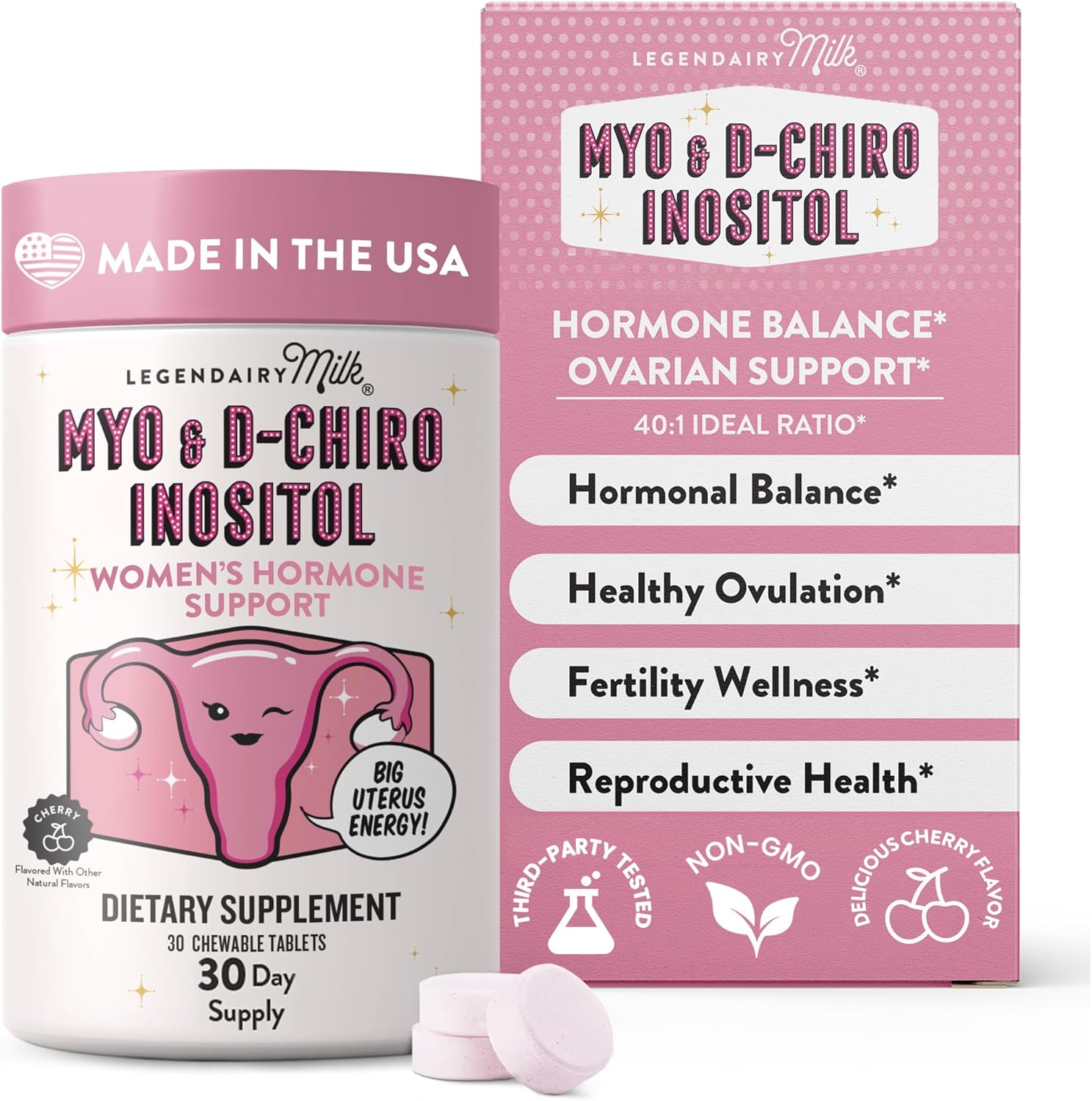 Legendairy Milk Inositol 40:1 - Comprimidos Masticables sabor Cereza, 30 Días