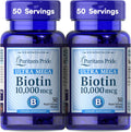 Puritan's Pride Biotina 10.000 µg – 100 Cápsulas Blandas (2 Envases de 50)