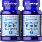 Puritan's Pride Biotina 10.000 µg – 100 Cápsulas Blandas (2 Envases de 50)