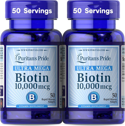 Puritan's Pride Biotina 10.000 µg – 100 – Metabolismo energético: la biotina contribuye al metabolismo energético – Image 1
