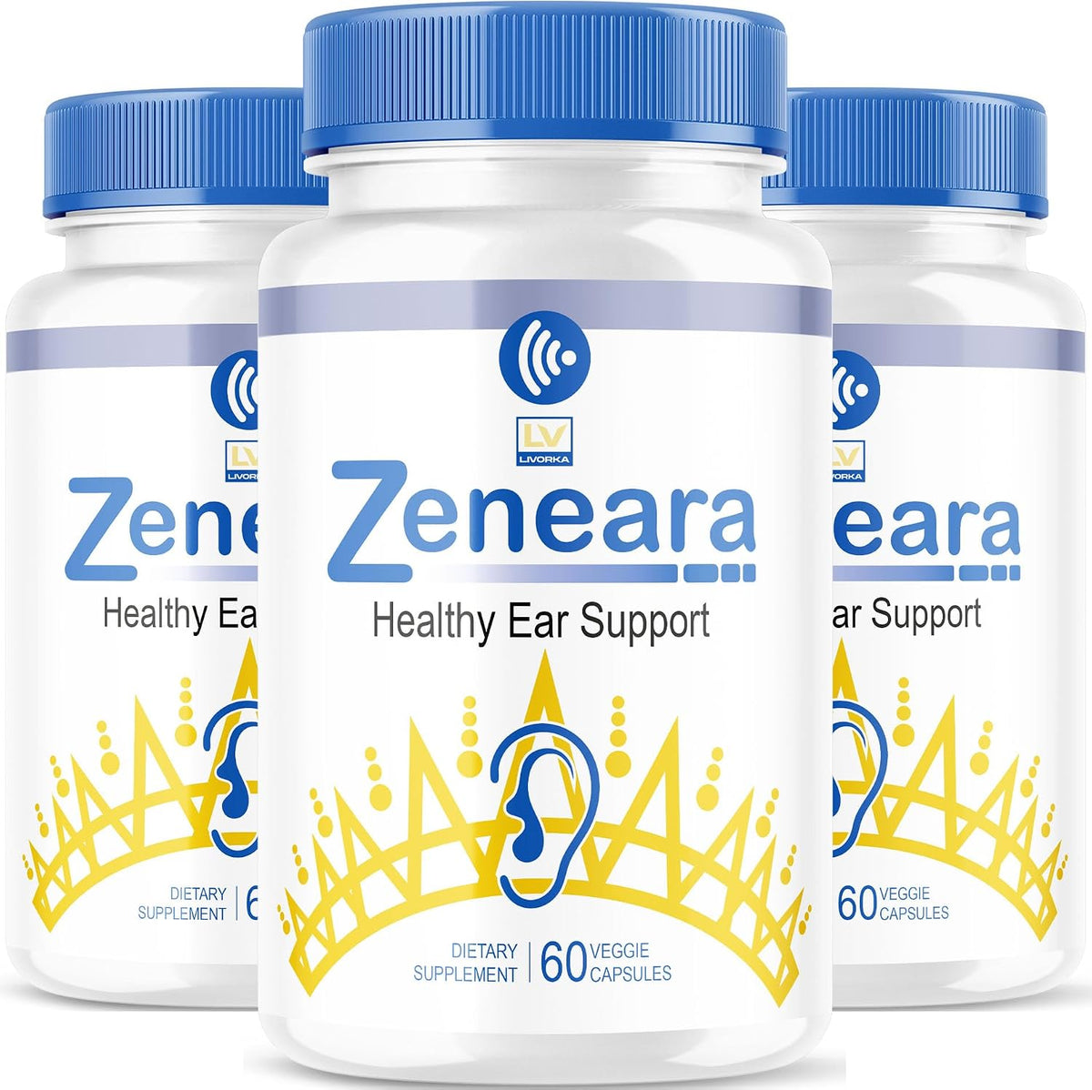 (3 Pack) Zeneara Capsules - Healthy Ear Support Supplement, 180 Cápsulas (3 Meses) - görsel 1