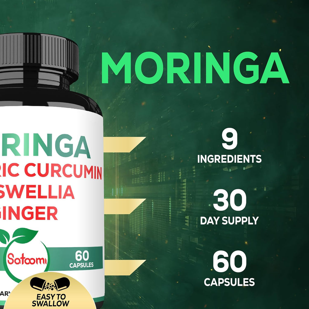 Satoomi 9in1 Cápsulas de Moringa - Complejo de 9 Ingredientes Naturales (60 Cápsulas)