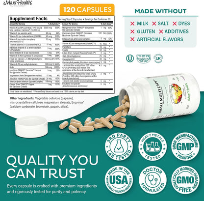 Maxi Health Multivitamínico - 30 Nutrientes con Hierro y Probióticos, 120 Cápsulas