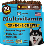 Natural Dog Company 25-in-1 Multivitamin for Dogs – Golosinas blandas formuladas por veterinarios para cachorros, adultos y seniors, 90 unidades