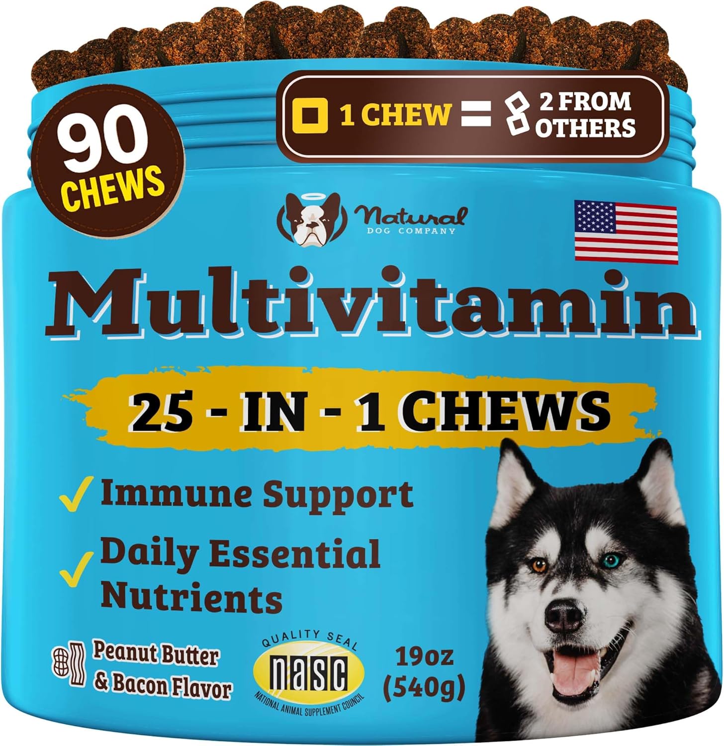 Natural Dog Company Vet Strength Multivitamínico para Perros 90 Chews
