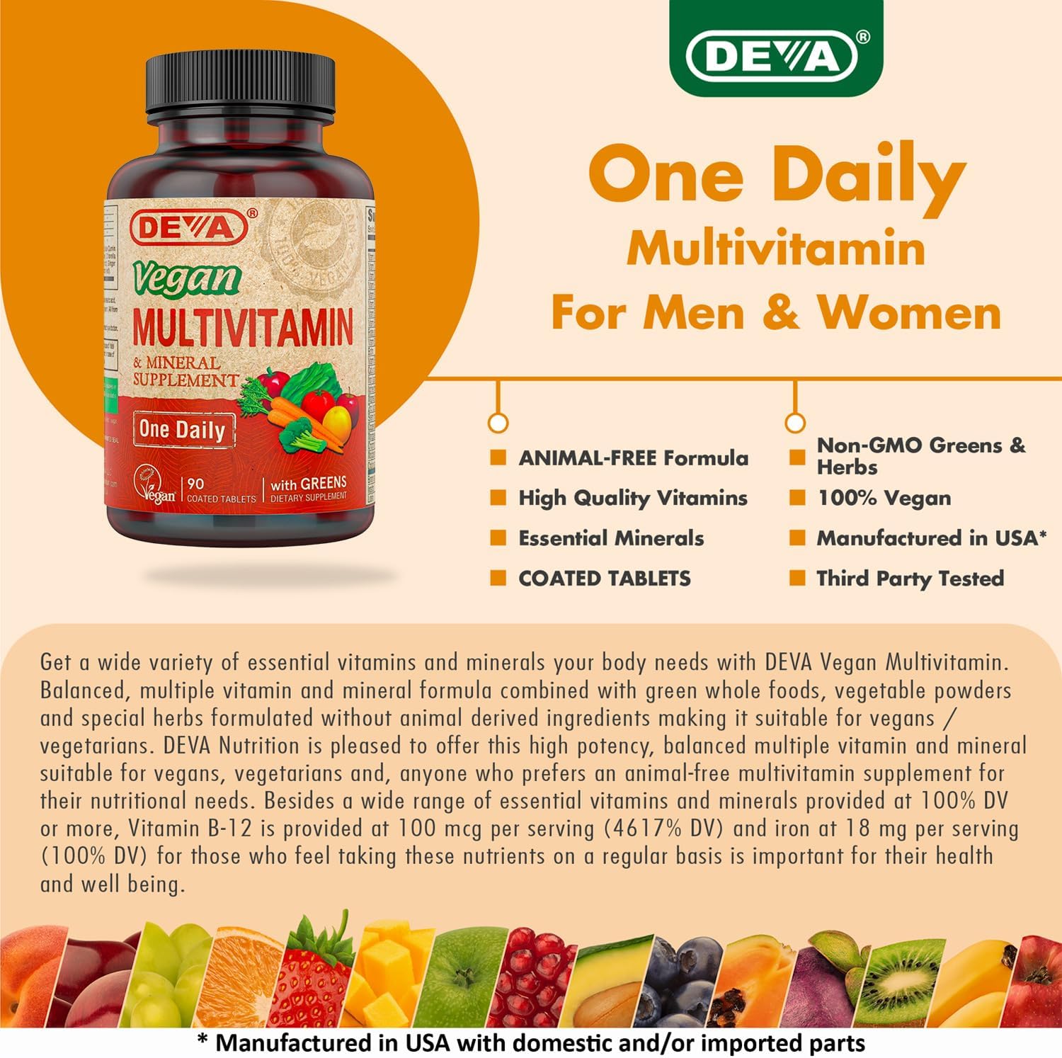 DEVA Multivitamínico y Mineral Vegano con Hierro y Superalimentos - 2 Pack (180 Comprimidos)