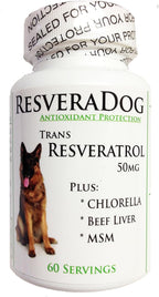 Resveradog: Dog 99% Tran Resveratrol Powder with Argintine Beef Liver, MSM & Chlorella