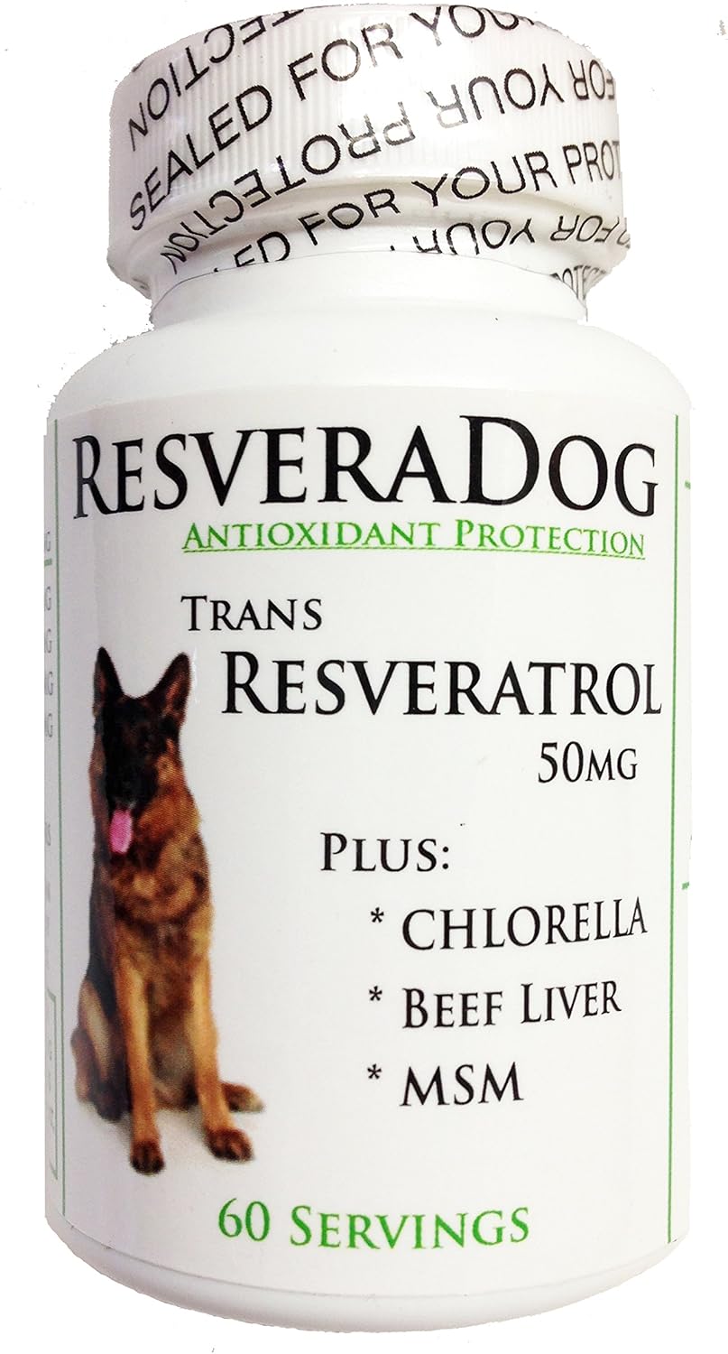 Resveradog: Dog 99% Tran Resveratrol Powder with Argintine Beef Liver, MSM & Chlorella