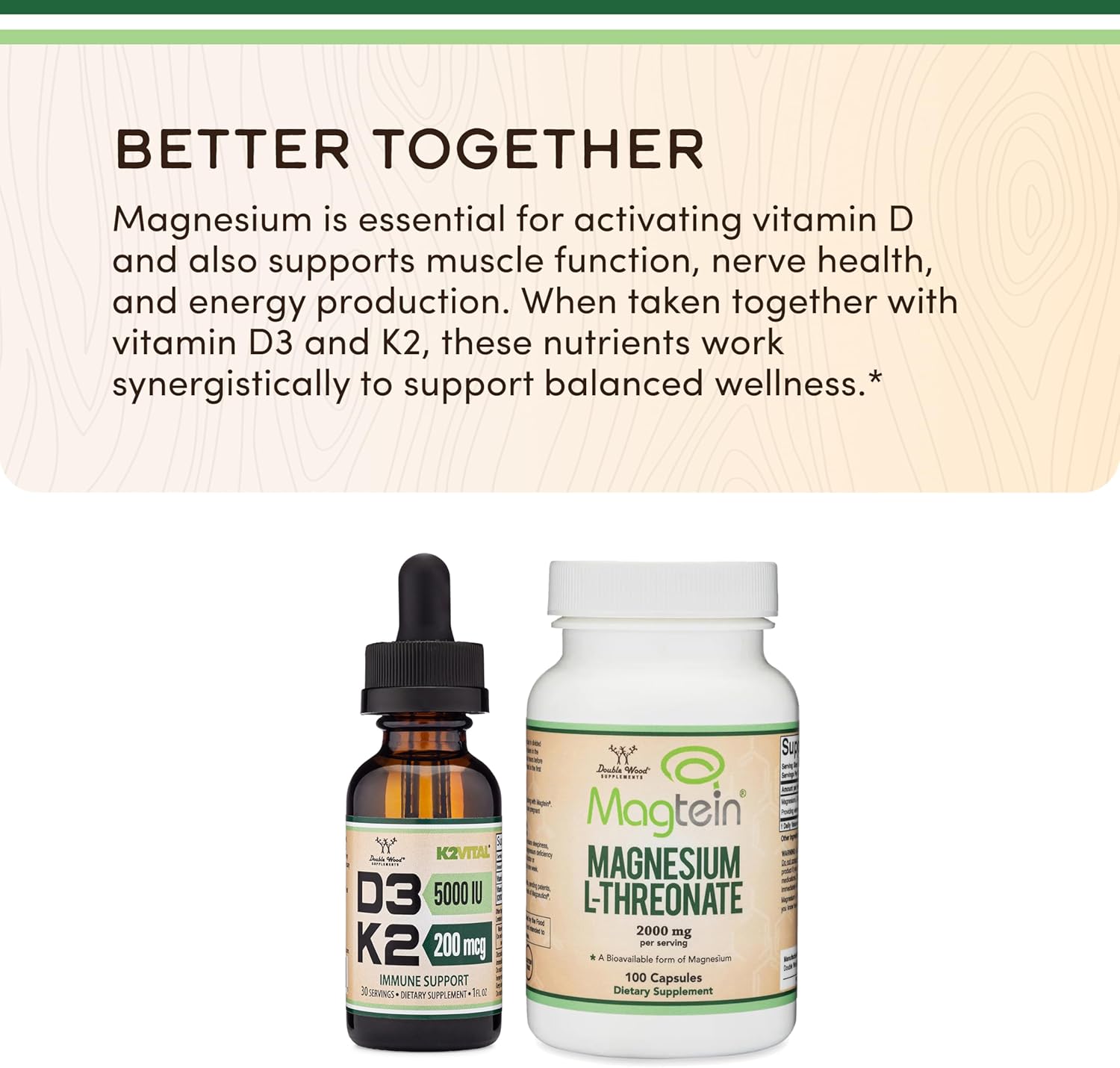 Vitamina D3 K2 5.000 UI Gotas Líquidas con K2Vital MK-7 200 mcg - Double Wood