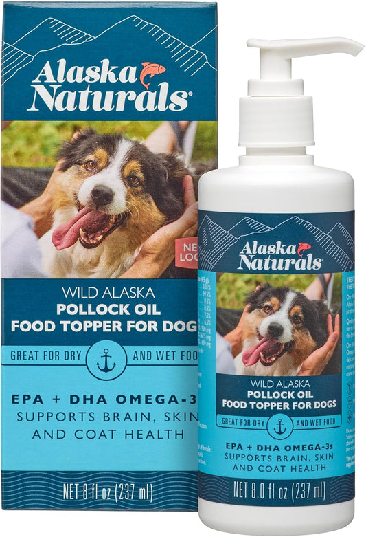 Aceite de Pescado Salvaje de Alaska para Perros – Omega 3 EPA y DHA – 237 ml (8 oz) con Bomba Dosificadora