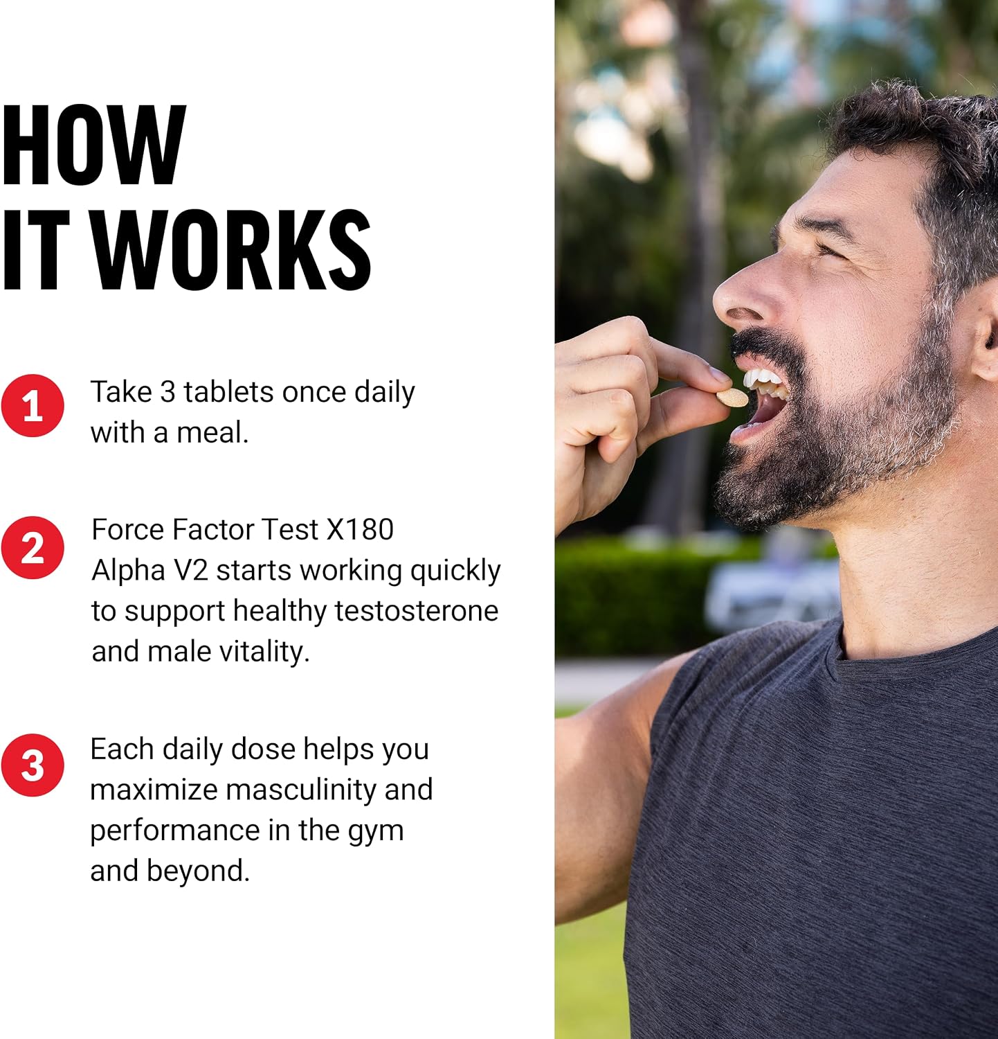 Force Factor Test X180 Alpha v2 – Suplemento de Apoyo Masculino, 120 Comprimidos